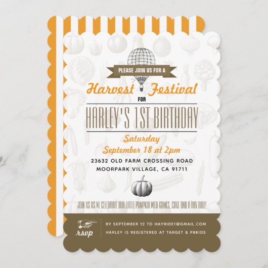 Harvest Festival Birthday Invitations Save Date Save The Date (Voorkant / Achterkant)