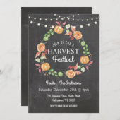 Harvest Festival Pumpkin Chalk Floral Uitnodiging (Voorkant / Achterkant)