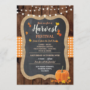 Harvest Festival Pumpkin Event Chalk Gingham Kaart