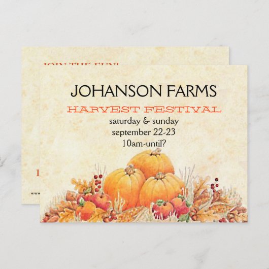 Harvest Festival Pumpkin Patch Briefkaart (Voorkant / Achterkant)