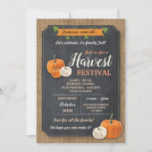 Harvest Festival Pumpkin Rustic Chalk Invite Kaart (Voorkant)