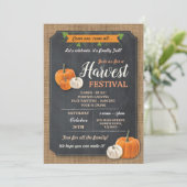 Harvest Festival Pumpkin Rustic Chalk Invite Kaart (Staand voorkant)