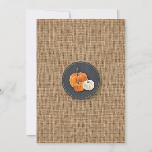 Harvest Festival Pumpkin Rustic Chalk Invite Kaart (Achterkant)