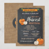 Harvest Festival Pumpkin Rustic Chalk Invite Kaart (Voorkant / Achterkant)