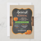 Harvest Festival Pumpkin Rustic Wood Chalk Invite Kaart (Voorkant)