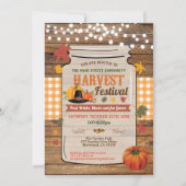 Harvest festival rustige houtopening jar party kaart (Voorkant)