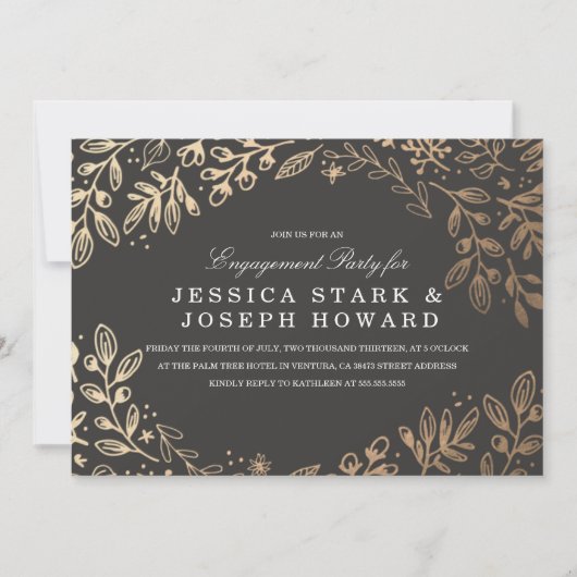 Harvest Flowers Engagement Party Uitnodigen Kaart (Voorkant)