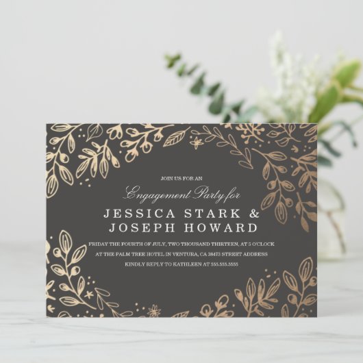 Harvest Flowers Engagement Party Uitnodigen Kaart (Staand voorkant)