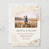 Harvest Flowers Photo Wedding Invitation Kaart (Voorkant)