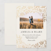 Harvest Flowers Photo Wedding Invitation Kaart (Voorkant / Achterkant)