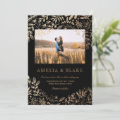 Harvest Flowers Photo Wedding Invitation Kaart (Staand voorkant)