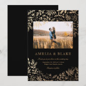 Harvest Flowers Photo Wedding Invitation Kaart (Voorkant / Achterkant)