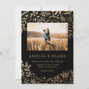 Harvest Flowers Photo Wedding Invitation Kaart