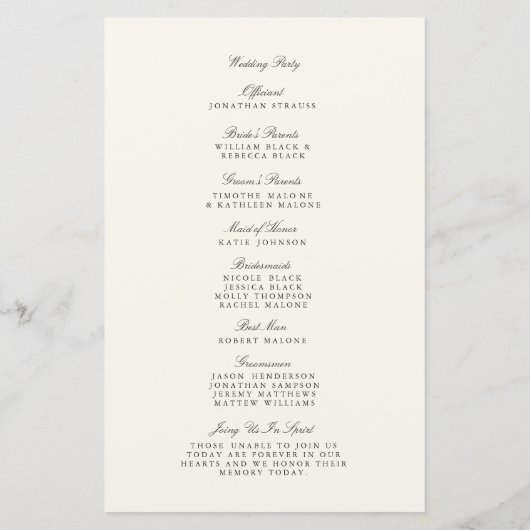 Harvest Flowers Wedding Programme (Achterkant)