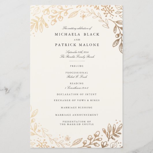 Harvest Flowers Wedding Programme (Voorkant)