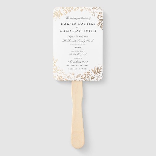 Harvest Flowers Wedding Programme Handwaaier (Voorkant)