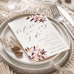 Harvest Foliage Rehearsal Dinner Invitation Kaart<br><div class="desc">De uitnodiging voor een elegant repetitief avondmaal is voorzien van donkerroodbruine borden in het kikkerblok en cursief met kalligrafie,  met sprays van waterverf herfst op de hoeken van de rijke herfstoogstschaduwen van paars en gouden pruimen.</div>