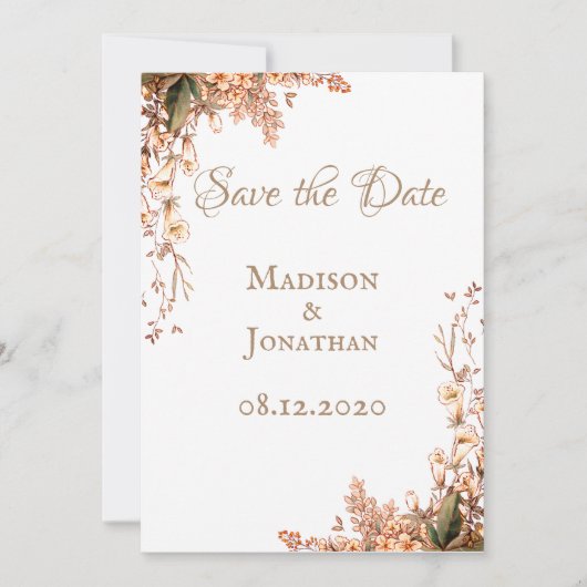 Harvest Garland Script Elegant Fall Wedding Save The Date (Voorkant)