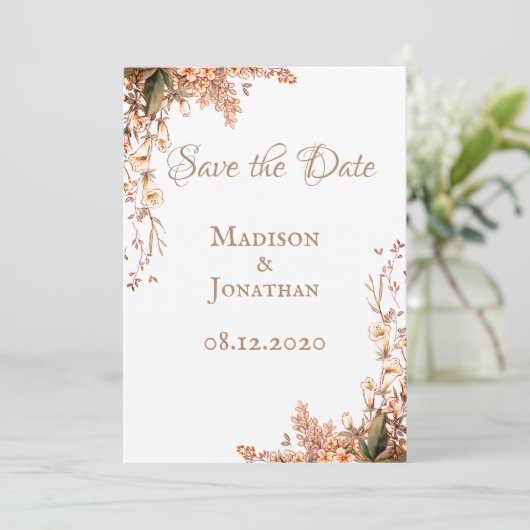 Harvest Garland Script Elegant Fall Wedding Save The Date (Staand voorkant)