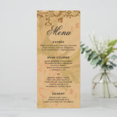 Harvest Gold Boho en Gold Leaf Wedding Menu (Staand voorkant)