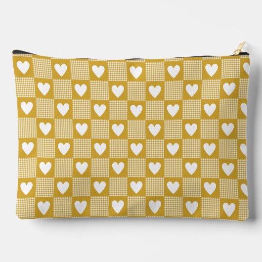 Harvest Gold Gingham Heart Patch Plaid Etui (Achterkant)