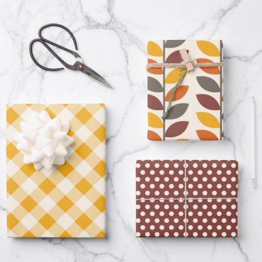 Harvest Gold Gingham Inpakpapier Vel (Voorkant)