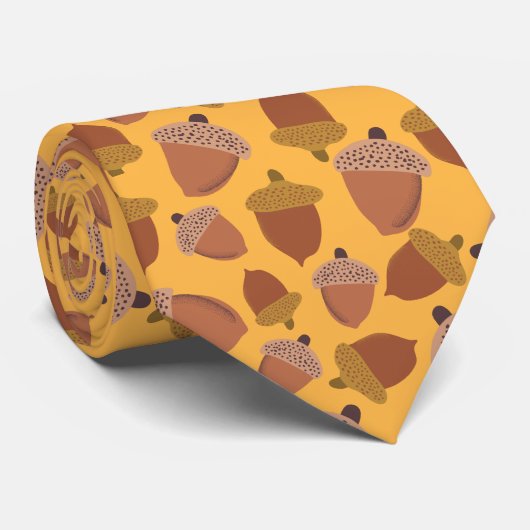 Harvest Gold Herfst Autumn Acorns Pattern Stropdas (Opgerold)