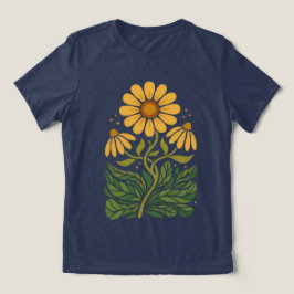 Harvest Gold Retro Botanische Tri‑Blend Dames T‑S Tri-Blend Shirt