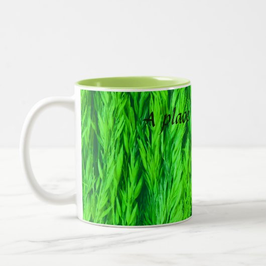 Harvest Green Grass Seed Photo Name Tweekleurige Koffiemok (Links)