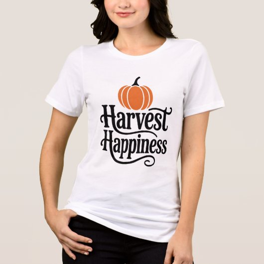 Harvest Happiness Herfst Pompoen Seizoen Viering Tri-Blend Shirt (Voorkant)
