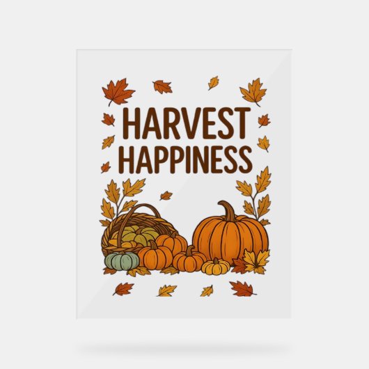 Harvest Happiness - Herfstpompoen & herfstbladeren Acryl Bord (Voorkant)