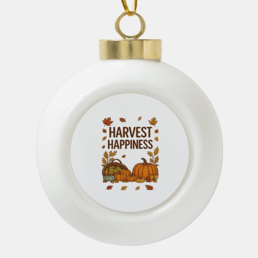 Harvest Happiness - Herfstpompoen & herfstbladeren Keramische Bal Ornament (Voorkant)