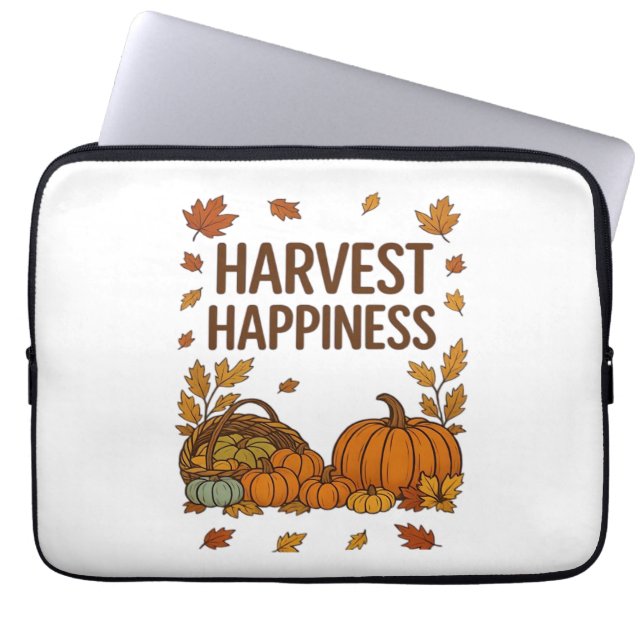 Harvest Happiness - Herfstpompoen & herfstbladeren Laptop Sleeve (Voorkant)