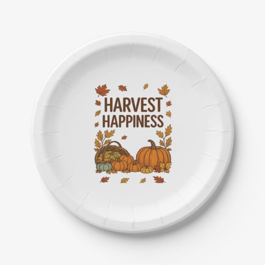 Harvest Happiness - Herfstpompoen & herfstbladeren Papieren Bordje (Voorkant)