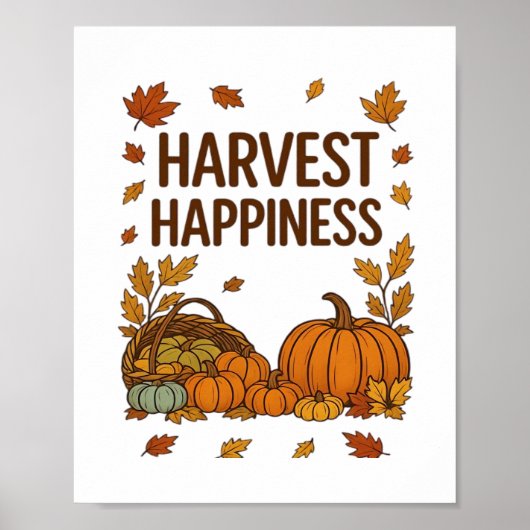 Harvest Happiness - Herfstpompoen & herfstbladeren Poster (Voorkant)