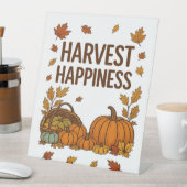 Harvest Happiness - Herfstpompoen & herfstbladeren Reclamebord Met Voetstuk (Insitu)