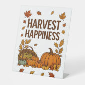 Harvest Happiness - Herfstpompoen & herfstbladeren Reclamebord Met Voetstuk (Voorkant)