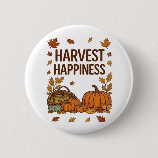 Harvest Happiness - Herfstpompoen & herfstbladeren Ronde Button 5,7 Cm (Voorkant)