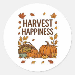 Harvest Happiness - Herfstpompoen & herfstbladeren Ronde Sticker