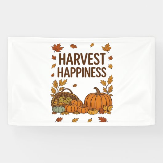 Harvest Happiness - Herfstpompoen & herfstbladeren Spandoek (Horizontaal)