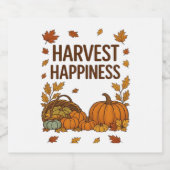 Harvest Happiness - Herfstpompoen & herfstbladeren Sparkling Wijnetiket (Enkel label)