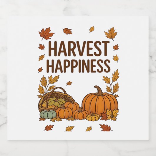 Harvest Happiness - Herfstpompoen & herfstbladeren Sparkling Wijnetiket (Enkel label)