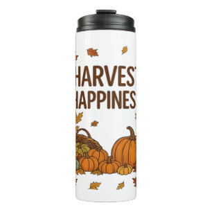 Harvest Happiness - Herfstpompoen & herfstbladeren Thermosbeker