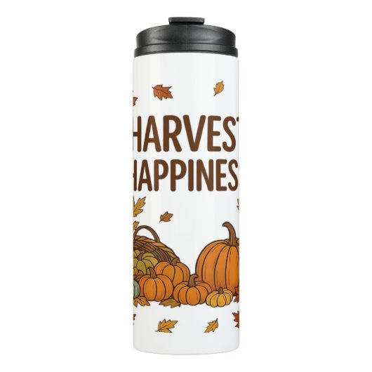 Harvest Happiness - Herfstpompoen & herfstbladeren Thermosbeker (Voorkant)