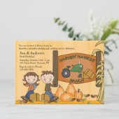 Harvest Hayride Party Invitation Kaart (Staand voorkant)