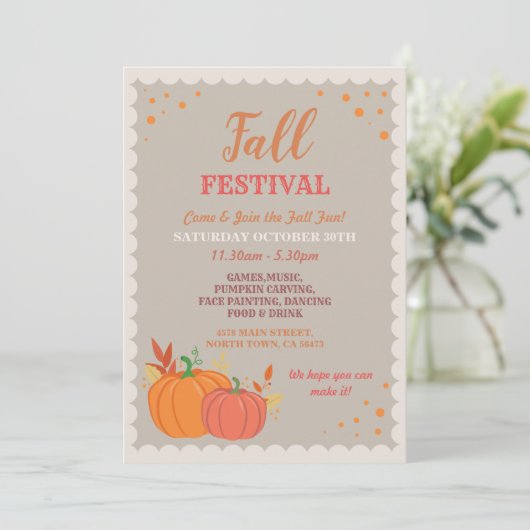 Harvest Herfst Festival Pumpkin Leaves Autumn Even Kaart (Staand voorkant)