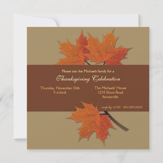 Harvest Leaves Invitation Kaart (Voorkant)