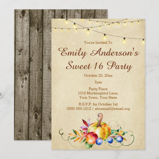 Harvest Lights Sweet 16 Birthday Kaart (Voorkant / Achterkant)