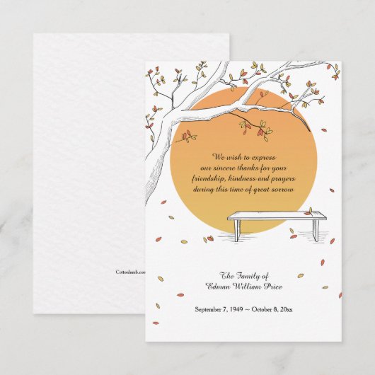 Harvest Moon Bereavement - Hartelijk dank Kaart (Voorkant / Achterkant)