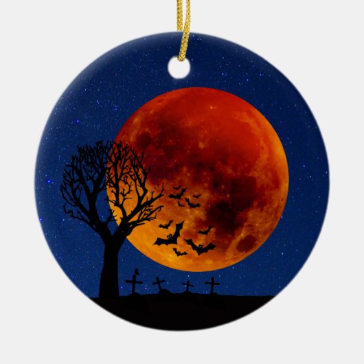 Harvest Moon Halloween Keramisch Ornament (Voorkant)